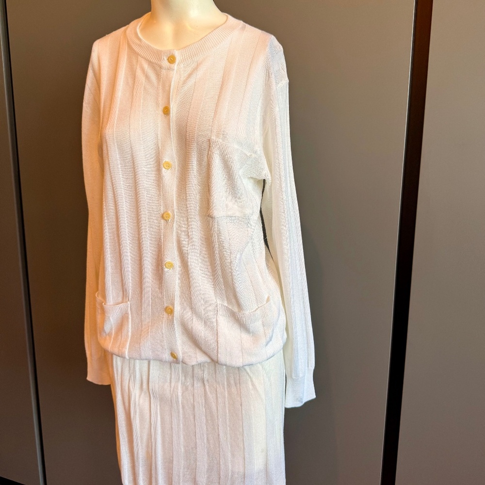 Mondi Matching Ribbed Knit Skirt and Cardigan, Size 38